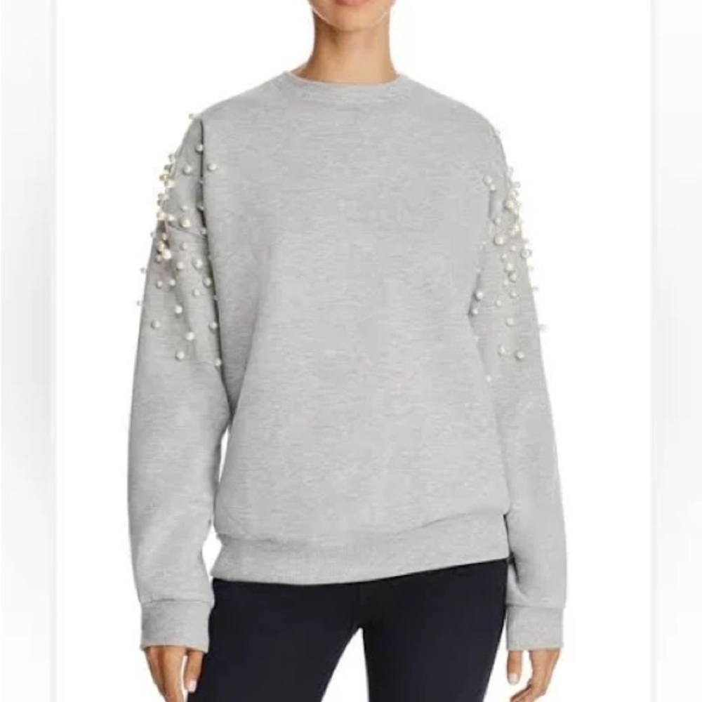 AQUA Pearl Embellished Sweatshirt